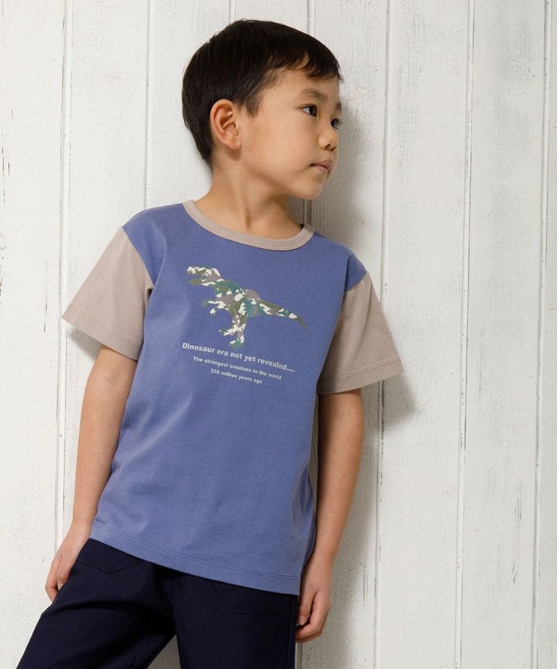 綿100％迷彩柄恐竜プリント動物シリーズTシャツ